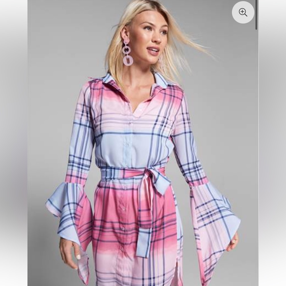 Plaid loose sleeves dress